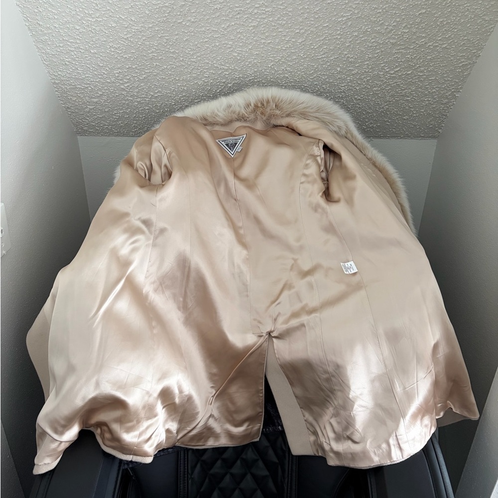 ESTATE SALE:  Shadow Fox Fur Trimmed Coat - Picture 5 of 7